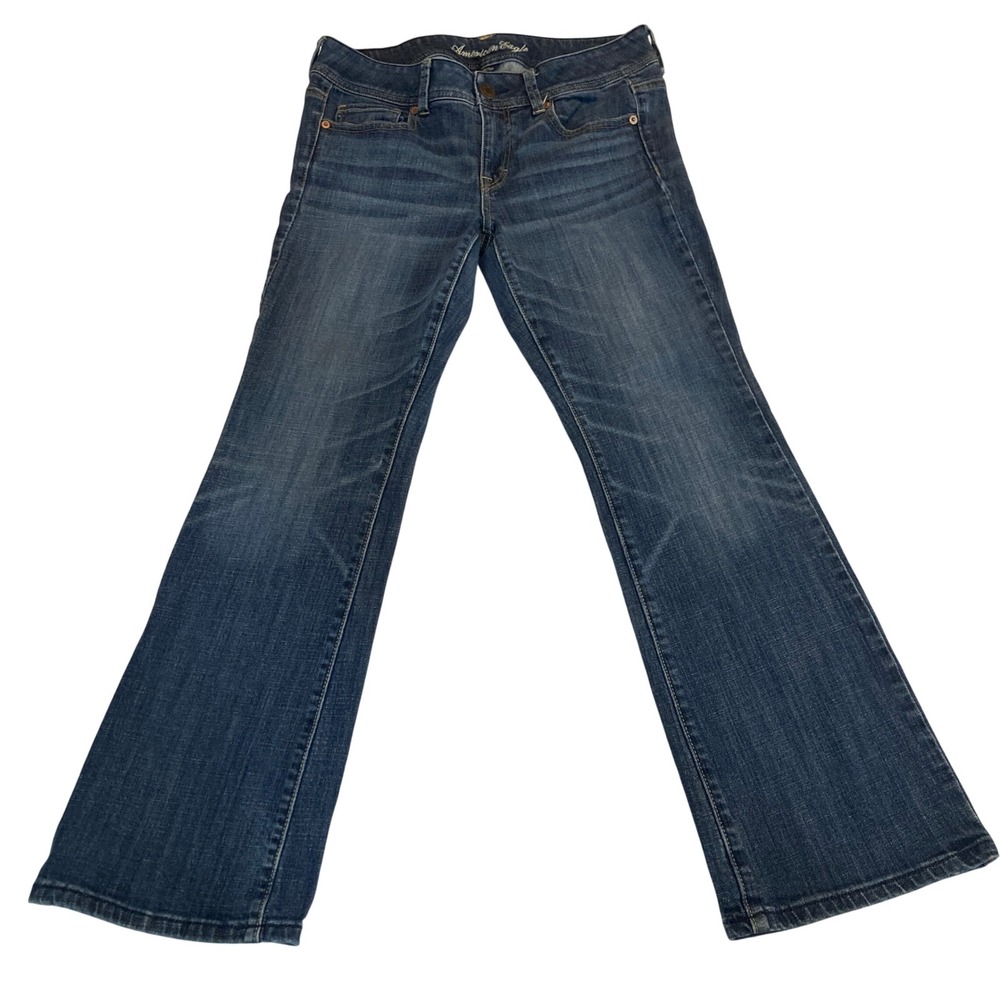 American Eagle Jeans Womens 10‎ Bootcut Stretch Short Blue Mid Wash 0115-2816